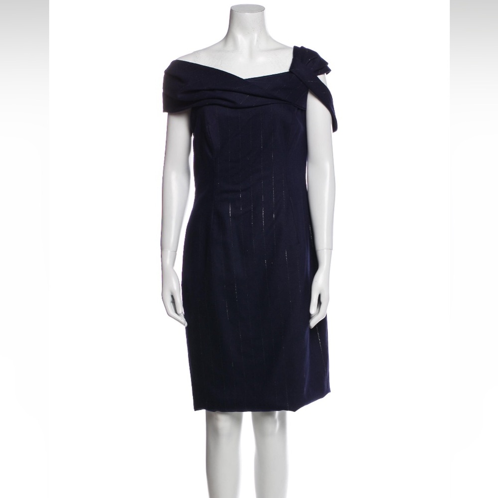 Carolina Herrera Blue Wool Asymmetrical Dress